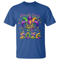 Mardi Gras 2026 T Shirt Funny Jester Hat Carnival Fleur De Lis