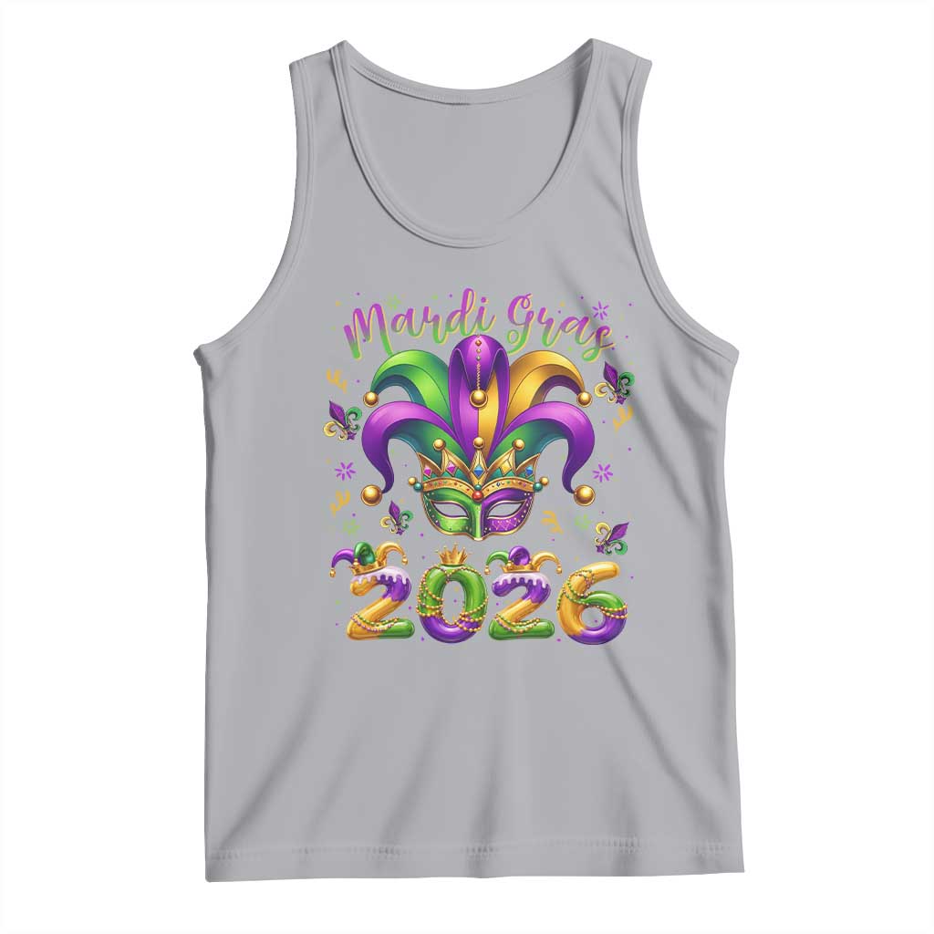 Mardi Gras 2026 Tank Top Funny Jester Hat Carnival Fleur De Lis