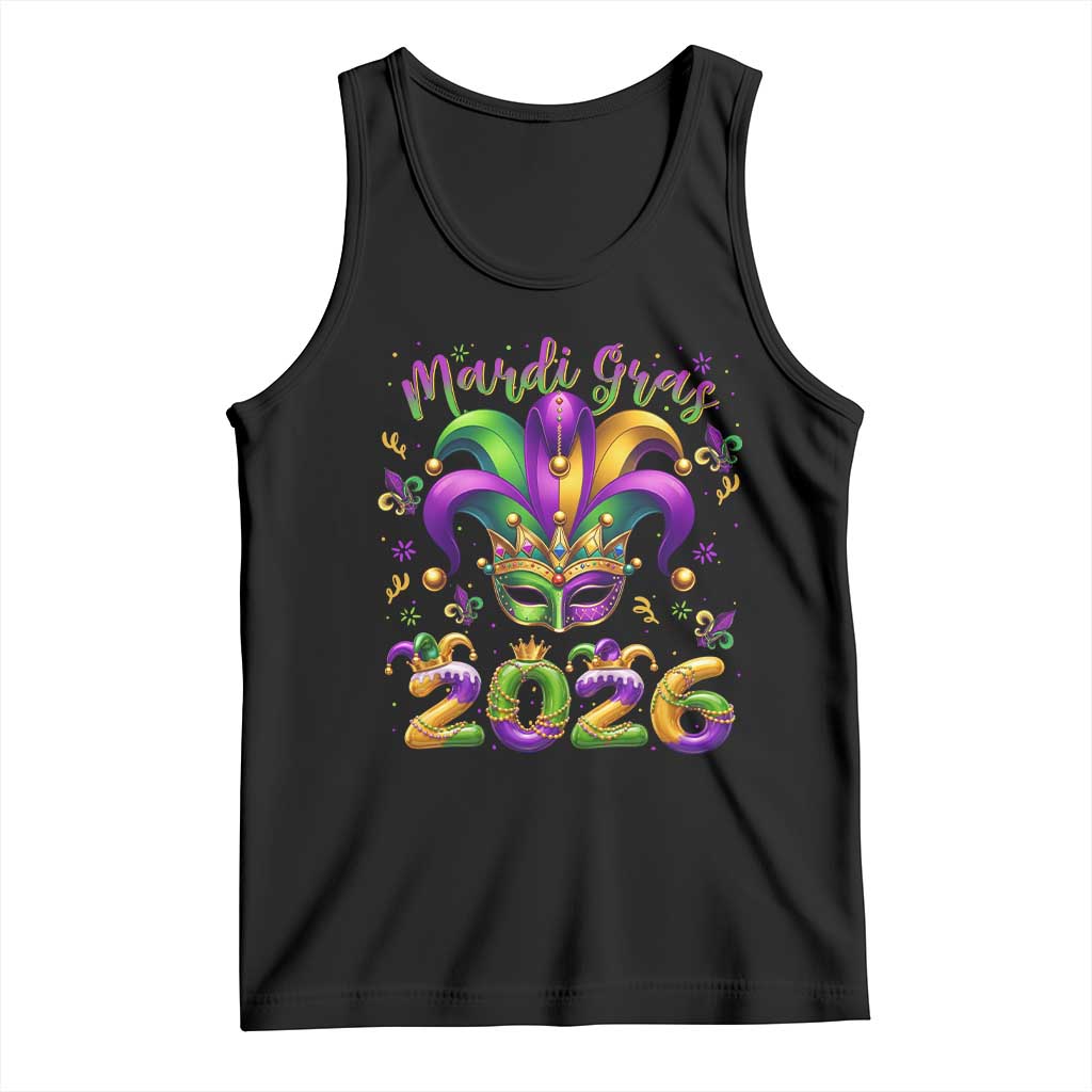 Mardi Gras 2026 Tank Top Funny Jester Hat Carnival Fleur De Lis