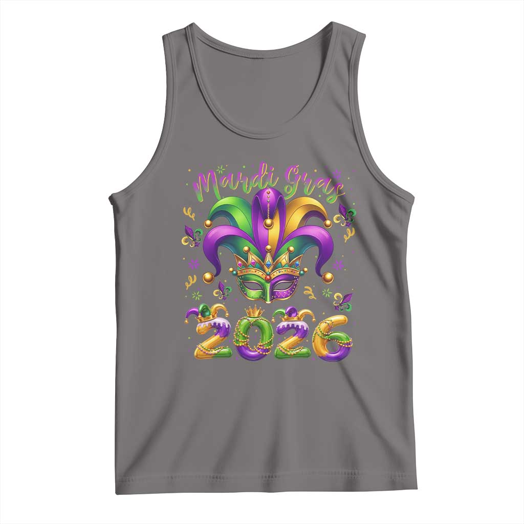 Mardi Gras 2026 Tank Top Funny Jester Hat Carnival Fleur De Lis
