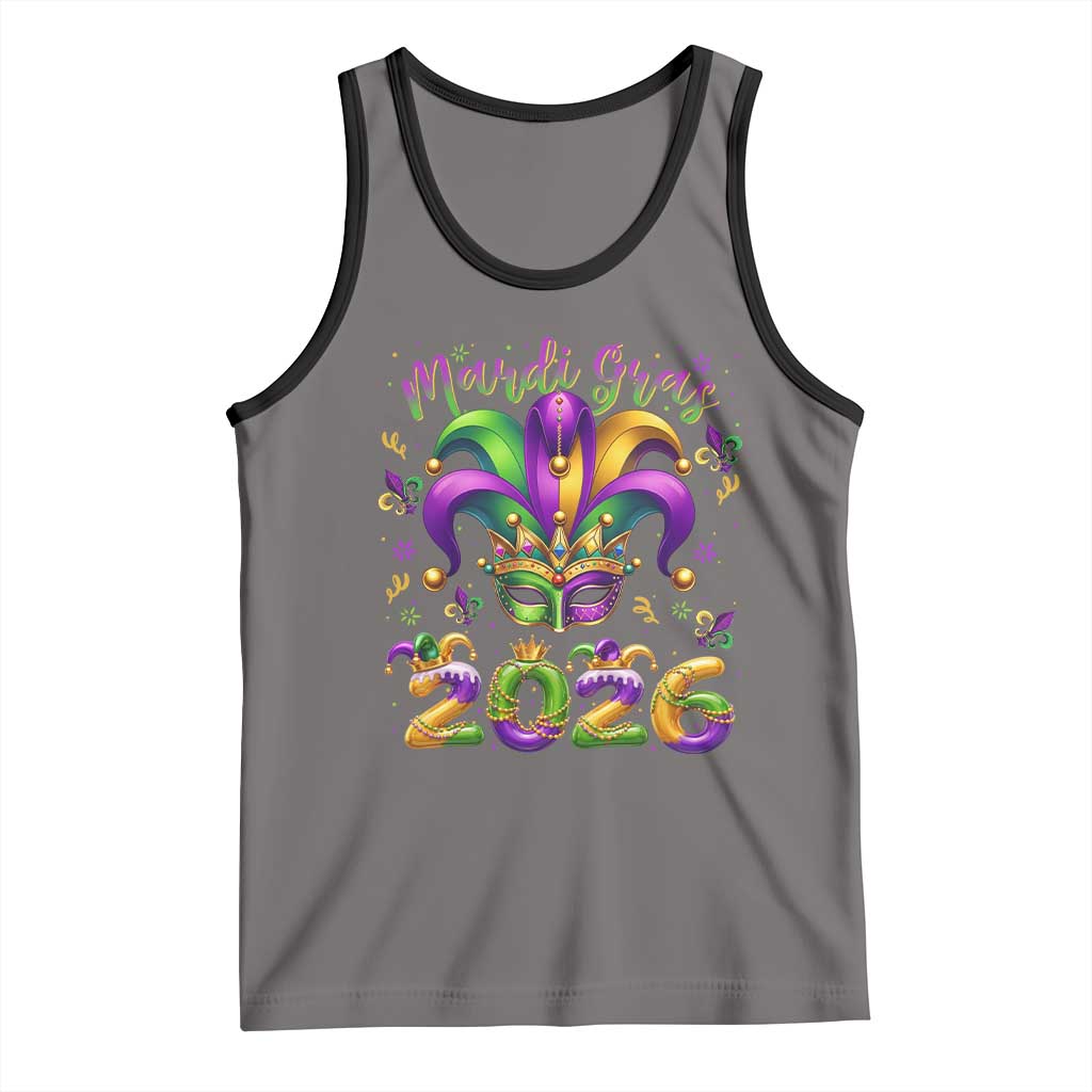 Mardi Gras 2026 Tank Top Funny Jester Hat Carnival Fleur De Lis