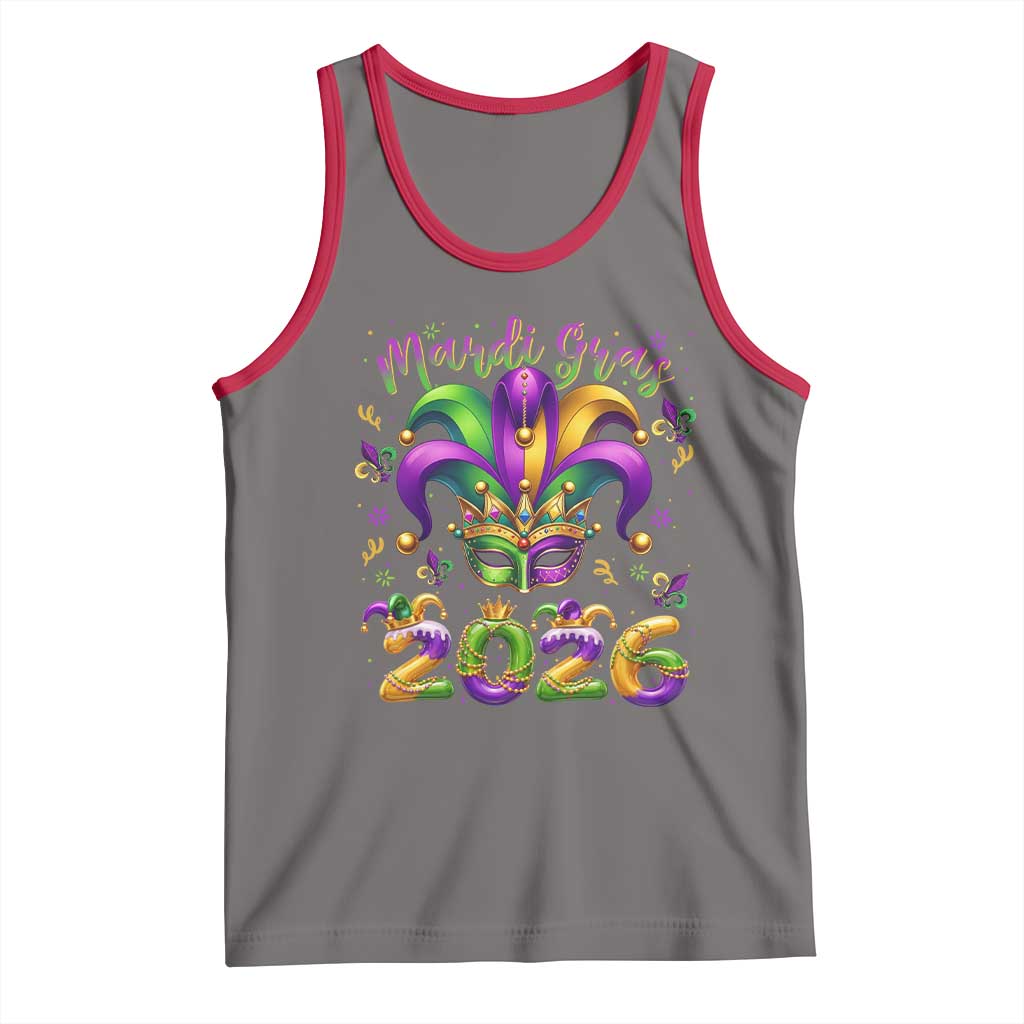 Mardi Gras 2026 Tank Top Funny Jester Hat Carnival Fleur De Lis