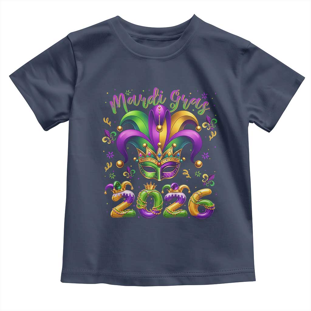 Mardi Gras 2026 Toddler T Shirt Funny Jester Hat Carnival Fleur De Lis
