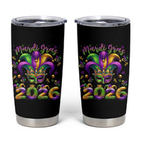 Mardi Gras 2026 Tumbler Cup Funny Jester Hat Carnival Fleur De Lis