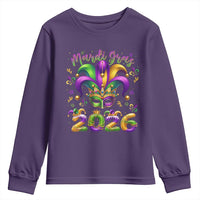 Mardi Gras 2026 Youth Sweatshirt Funny Jester Hat Carnival Fleur De Lis