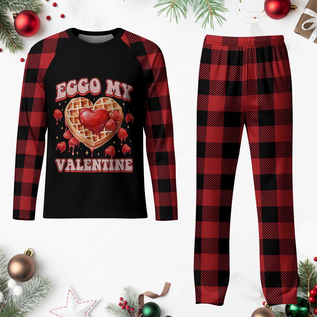 Eggo My Valentine Plaid Pajama Set Funny Romantic Stranger Valentine's Day