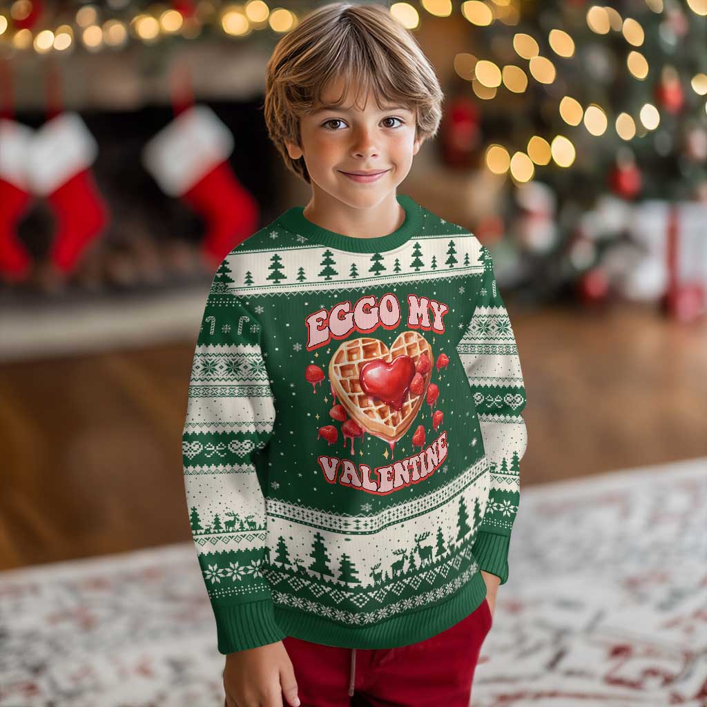Eggo My Valentine Ugly Christmas Sweater Funny Romantic Stranger Valentine's Day