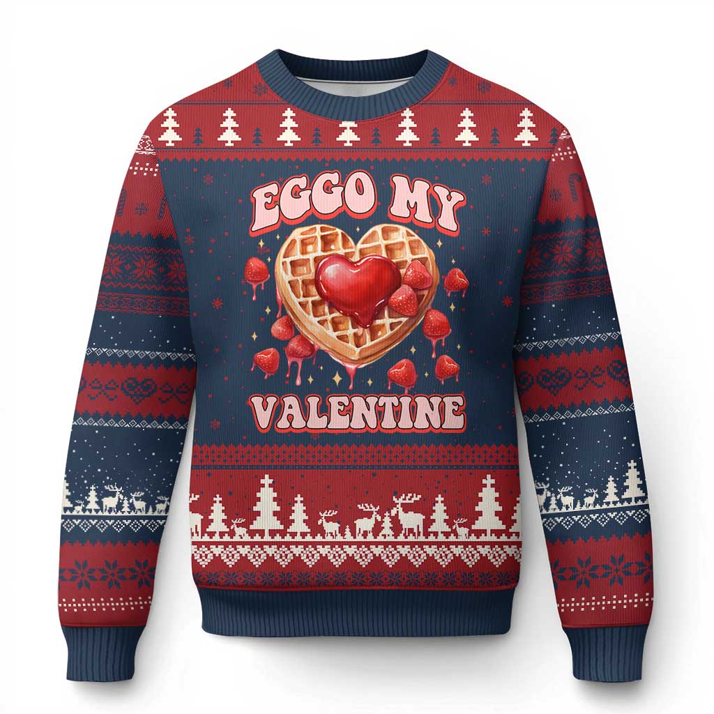 Eggo My Valentine Ugly Christmas Sweater Funny Romantic Stranger Valentine's Day