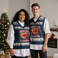 Eggo My Valentine V-Neck Knit Sweater Vest Funny Romantic Stranger Valentine's Day