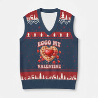 Eggo My Valentine V-Neck Knit Sweater Vest Funny Romantic Stranger Valentine's Day