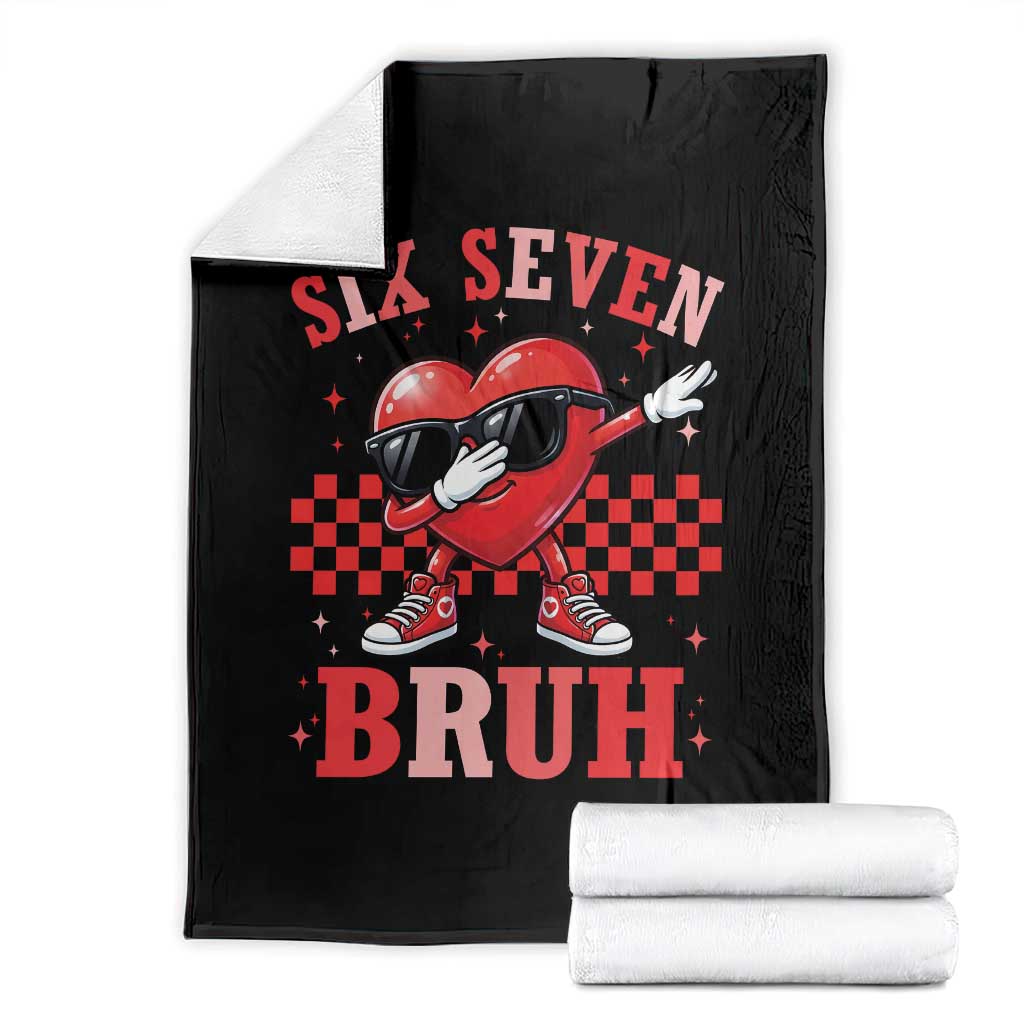 Funny Six Seven Bruh Valentines Day Throw Blanket Six Seven Dabbing Heart