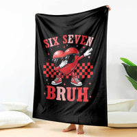 Funny Six Seven Bruh Valentines Day Throw Blanket Six Seven Dabbing Heart