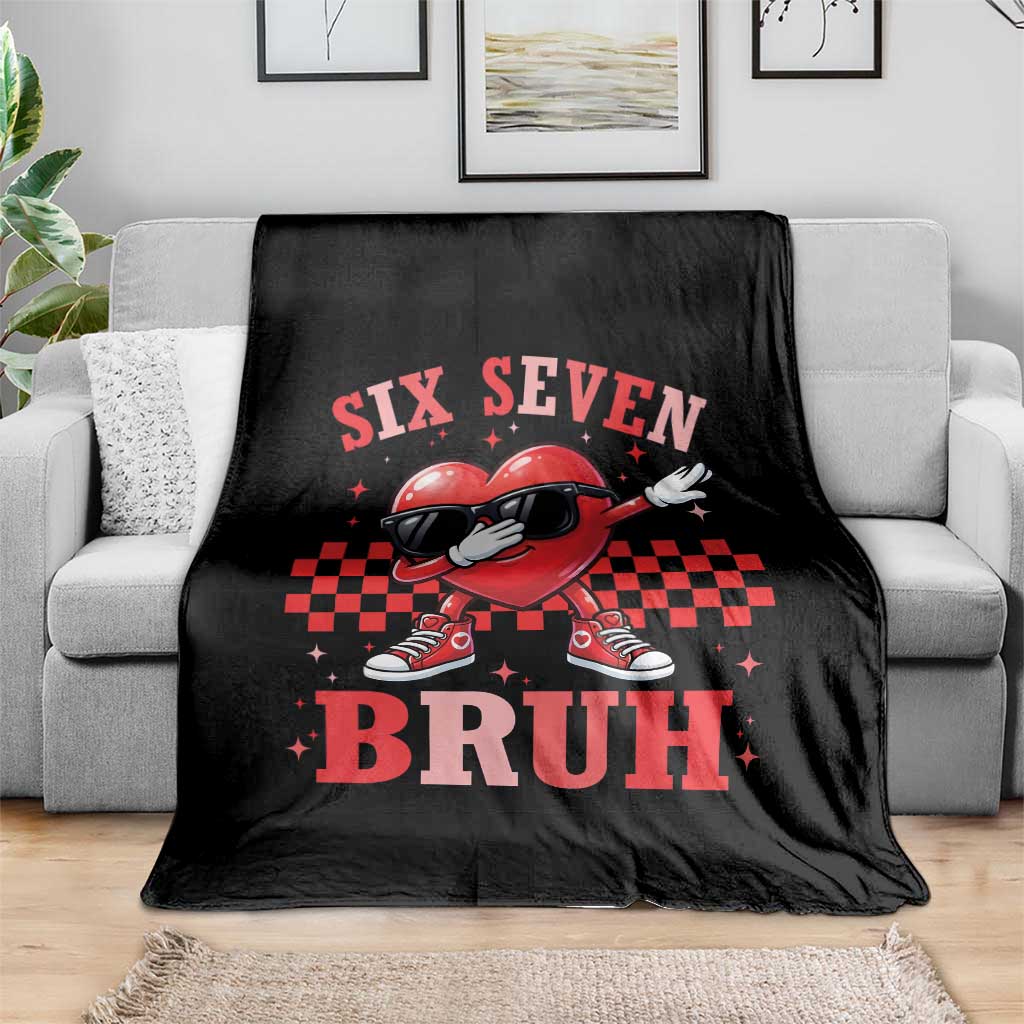 Funny Six Seven Bruh Valentines Day Throw Blanket Six Seven Dabbing Heart