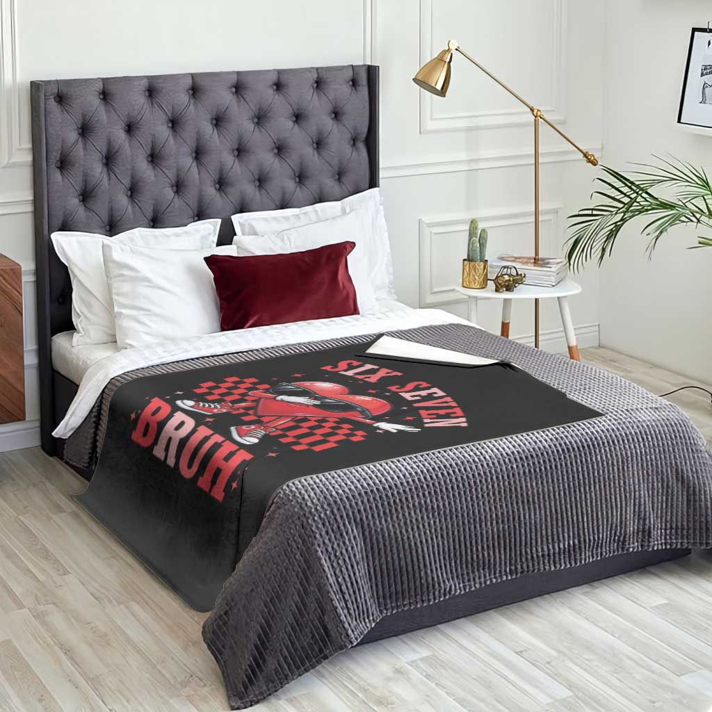 Funny Six Seven Bruh Valentines Day Throw Blanket Six Seven Dabbing Heart