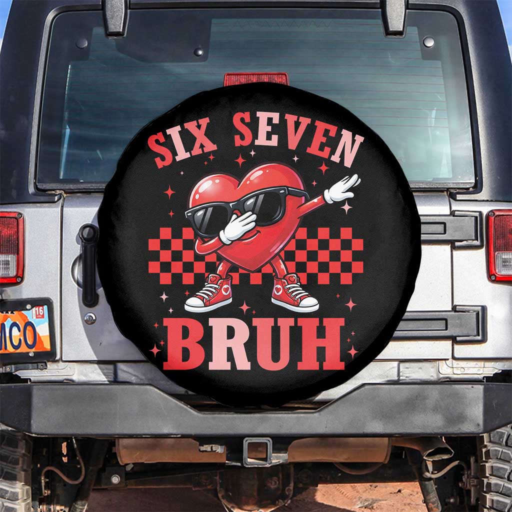 Funny Six Seven Bruh Valentines Day Spare Tire Cover Six Seven Dabbing Heart