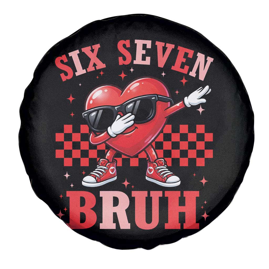 Funny Six Seven Bruh Valentines Day Spare Tire Cover Six Seven Dabbing Heart
