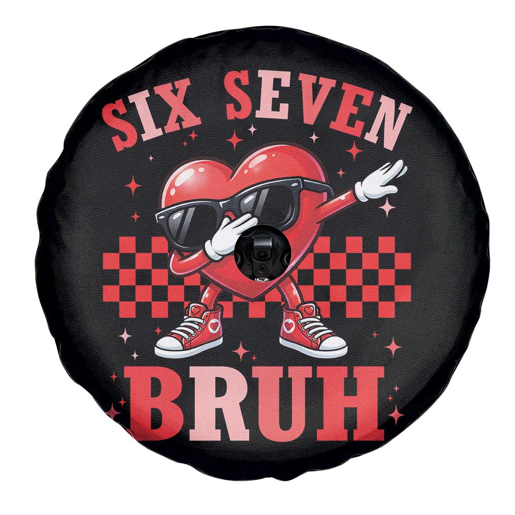 Funny Six Seven Bruh Valentines Day Spare Tire Cover Six Seven Dabbing Heart