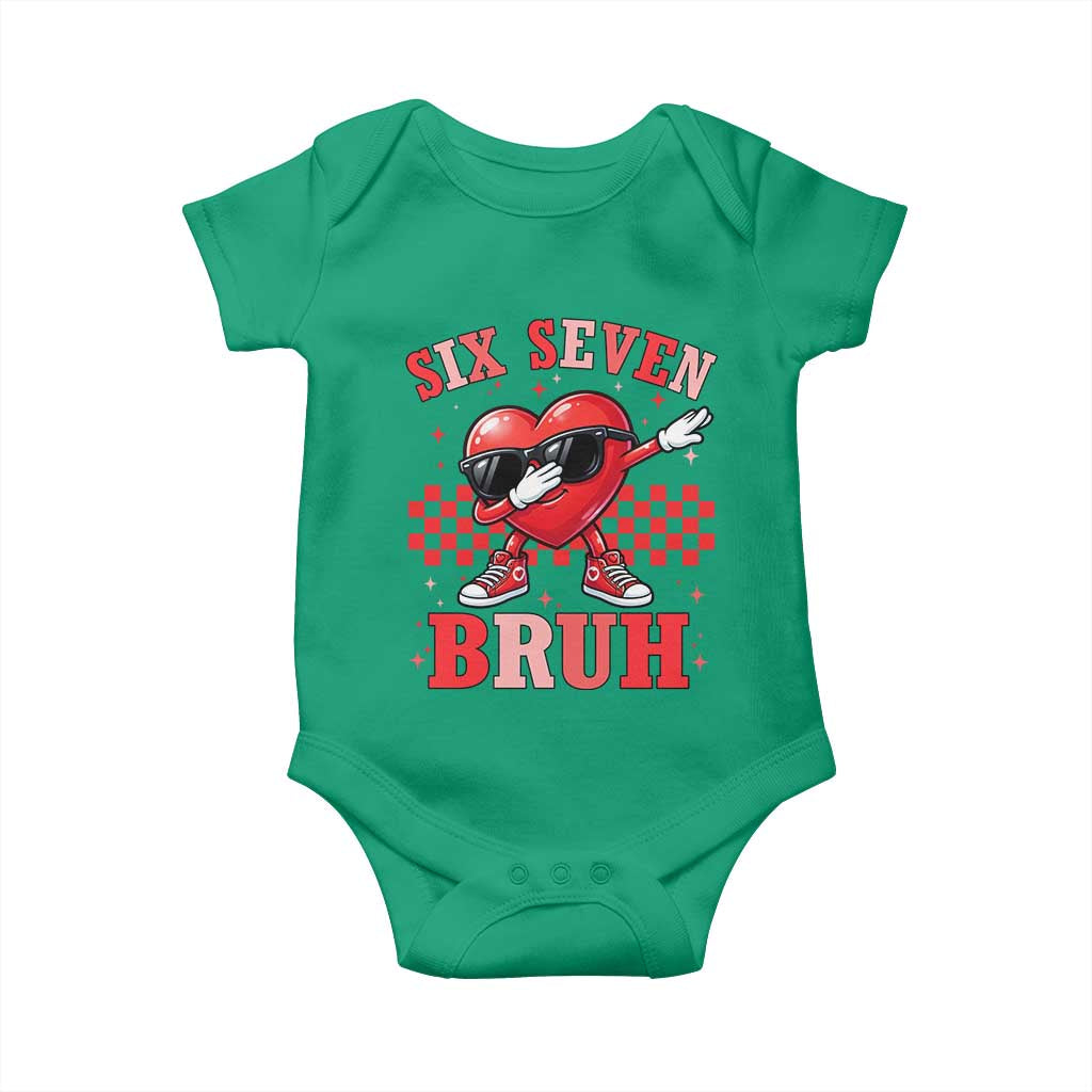 Funny Six Seven Bruh Valentines Day Baby Onesie Six Seven Dabbing Heart