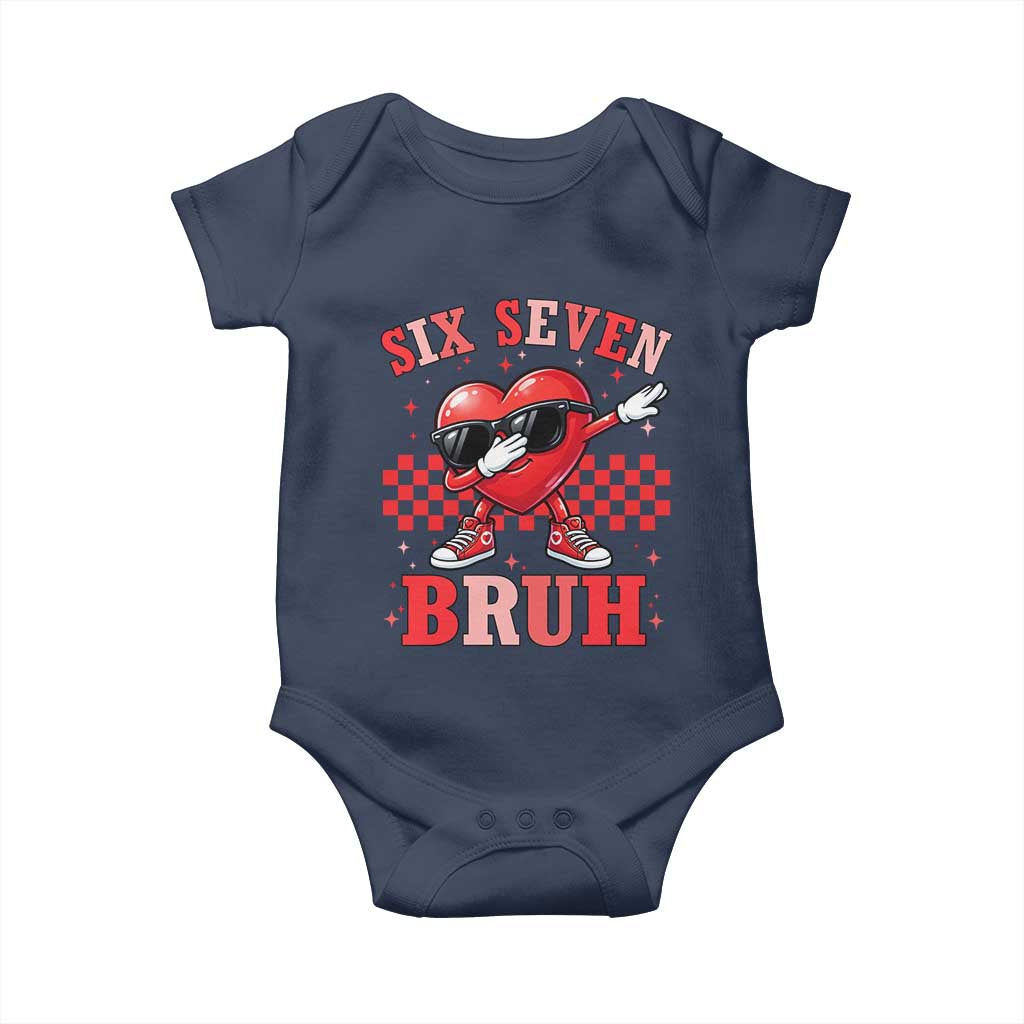 Funny Six Seven Bruh Valentines Day Baby Onesie Six Seven Dabbing Heart