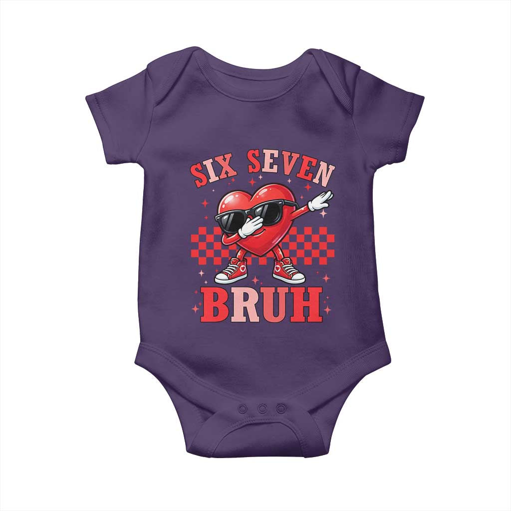 Funny Six Seven Bruh Valentines Day Baby Onesie Six Seven Dabbing Heart