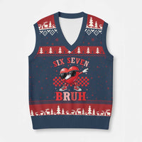 Funny Six Seven Bruh Valentines Day V-Neck Knit Sweater Vest Six Seven Dabbing Heart