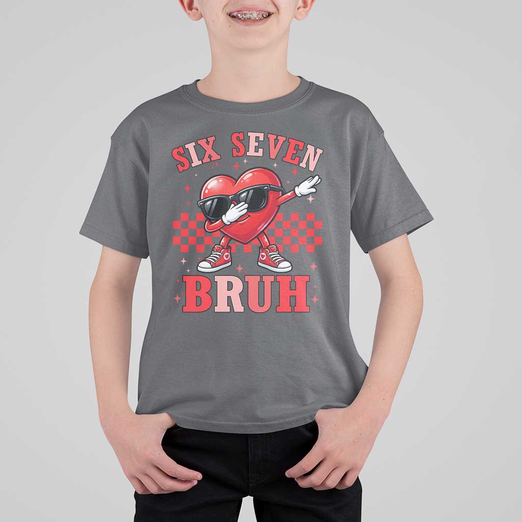 Funny Six Seven Bruh Valentines Day T Shirt For Kid Six Seven Dabbing Heart