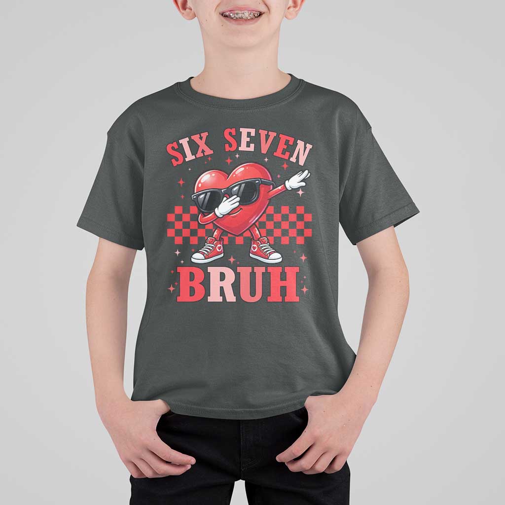 Funny Six Seven Bruh Valentines Day T Shirt For Kid Six Seven Dabbing Heart