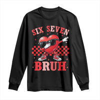 Funny Six Seven Bruh Valentines Day Long Sleeve Shirt Six Seven Dabbing Heart