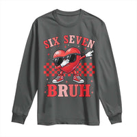 Funny Six Seven Bruh Valentines Day Long Sleeve Shirt Six Seven Dabbing Heart