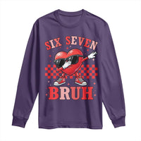 Funny Six Seven Bruh Valentines Day Long Sleeve Shirt Six Seven Dabbing Heart