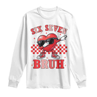 Funny Six Seven Bruh Valentines Day Long Sleeve Shirt Six Seven Dabbing Heart