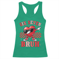 Funny Six Seven Bruh Valentines Day Racerback Tank Top Six Seven Dabbing Heart