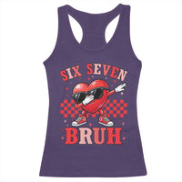 Funny Six Seven Bruh Valentines Day Racerback Tank Top Six Seven Dabbing Heart