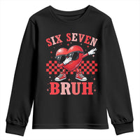 Funny Six Seven Bruh Valentines Day Youth Sweatshirt Six Seven Dabbing Heart