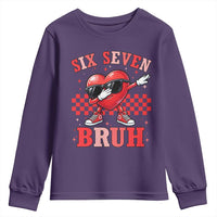 Funny Six Seven Bruh Valentines Day Youth Sweatshirt Six Seven Dabbing Heart