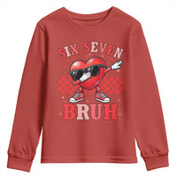 Funny Six Seven Bruh Valentines Day Youth Sweatshirt Six Seven Dabbing Heart