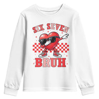 Funny Six Seven Bruh Valentines Day Youth Sweatshirt Six Seven Dabbing Heart