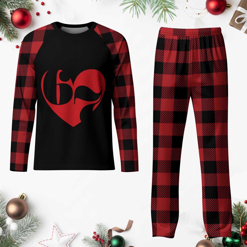 Funny Six Seven 67 Meme Valentines Day Red Heart Plaid Pajama Set