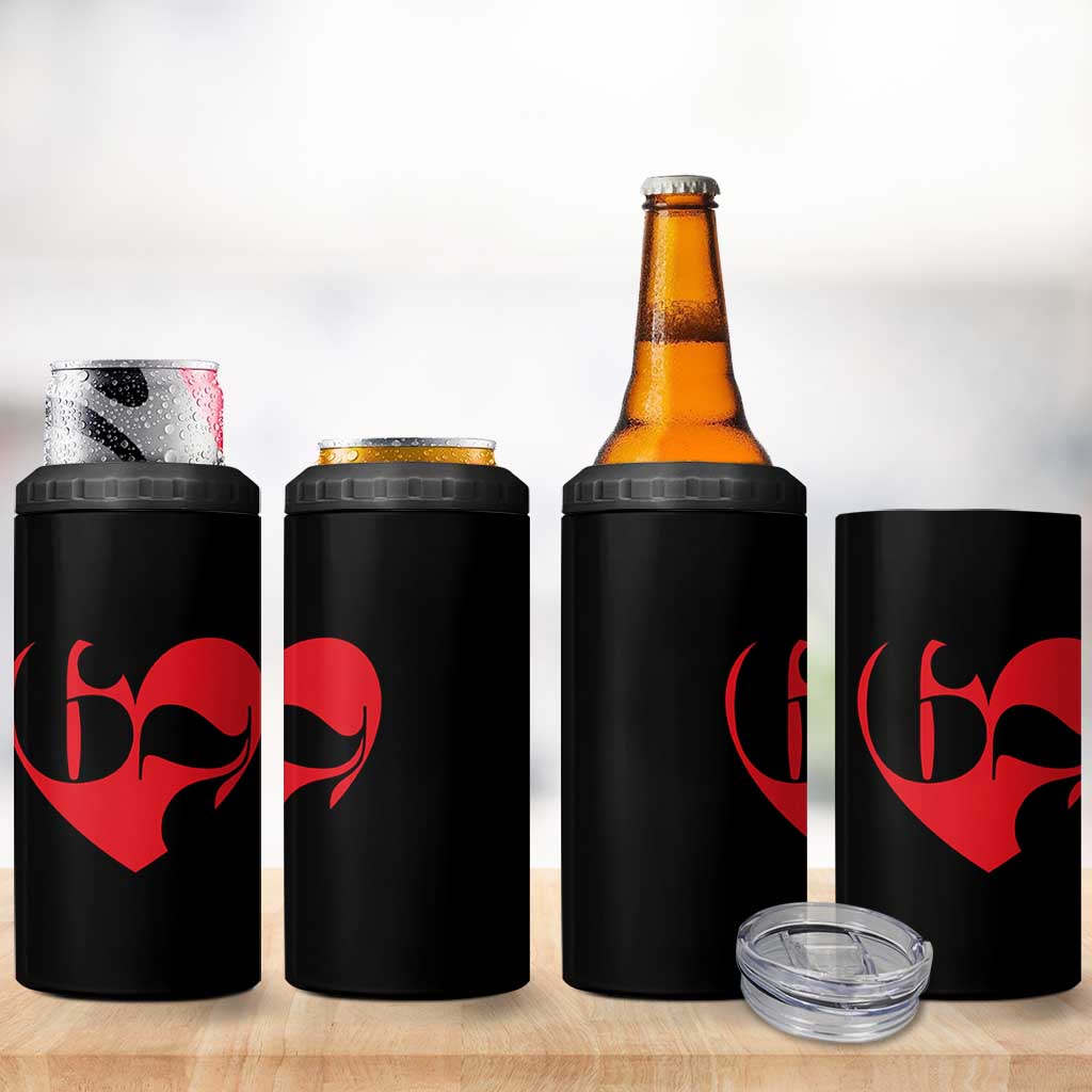 Funny Six Seven 67 Meme Valentines Day Red Heart 4 in 1 Can Cooler Tumbler