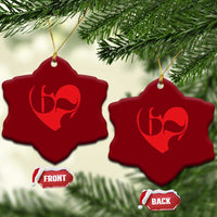 Funny Six Seven 67 Meme Valentines Day Red Heart Ceramic Ornament