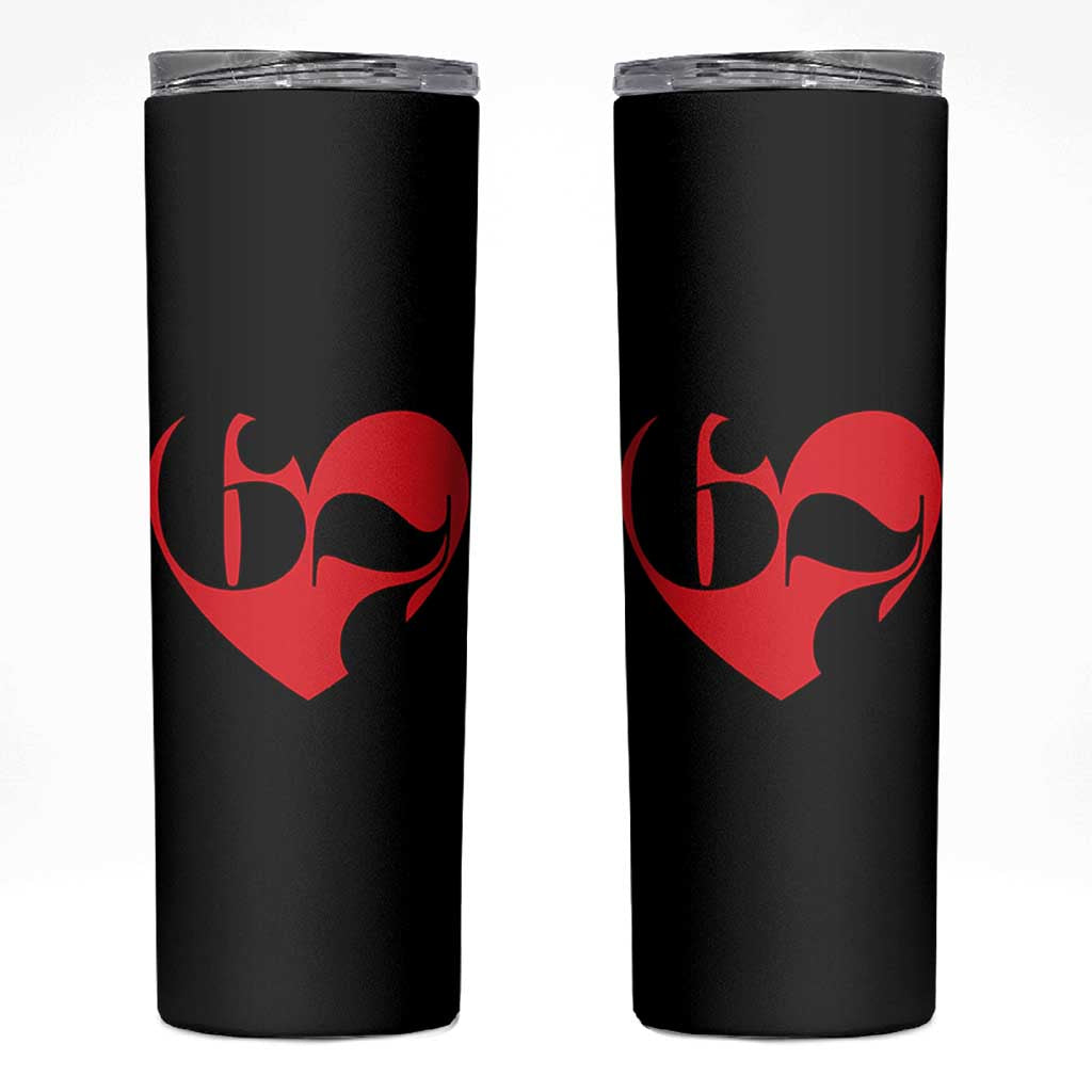 Funny Six Seven 67 Meme Valentines Day Red Heart Skinny Tumbler