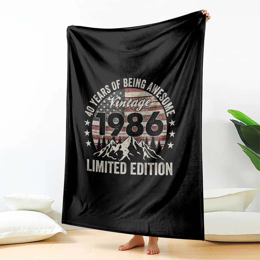40th Birthday Made In 1986 Limited Edition Throw Blanket 70 Years Of Being Awesome American Flag