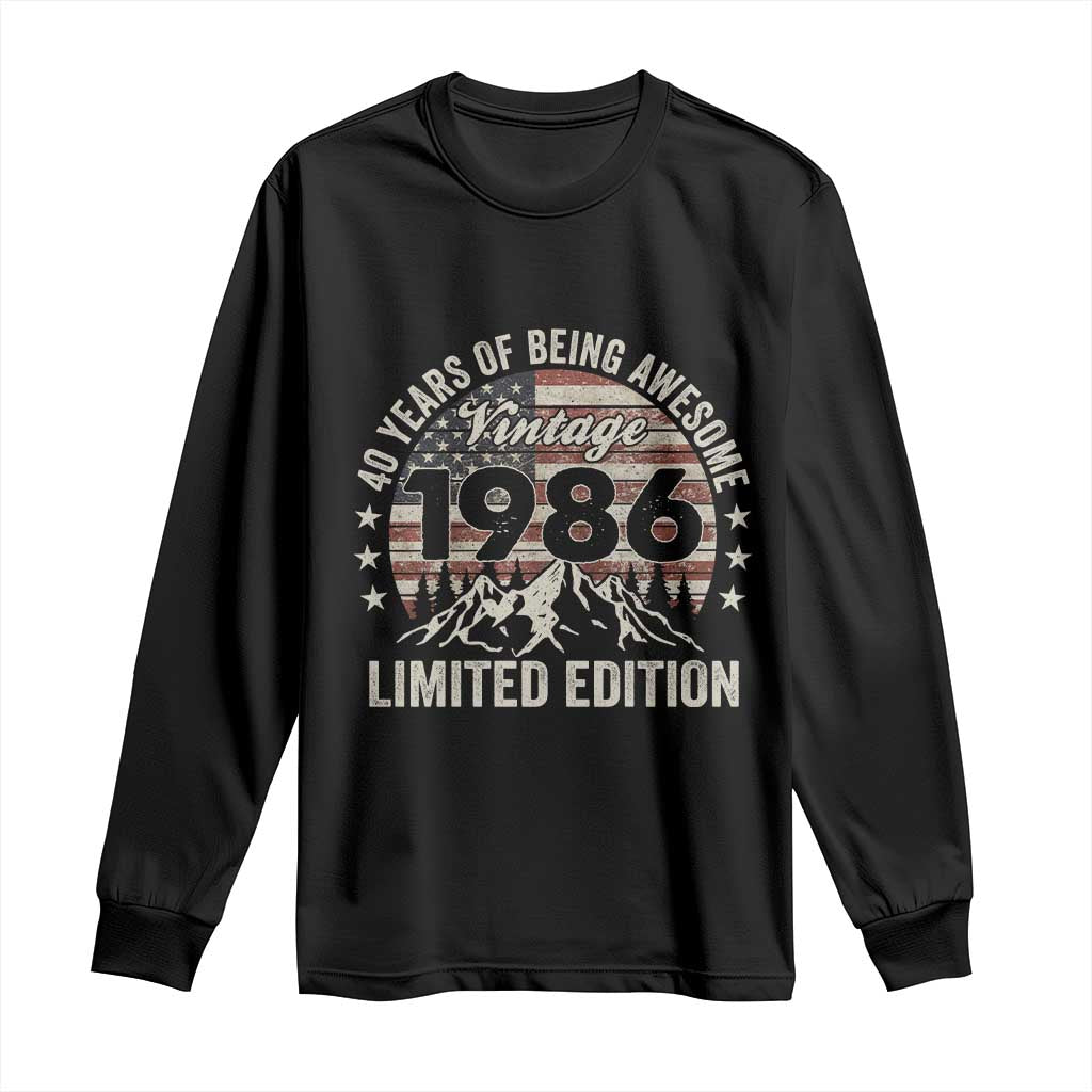 40th Birthday Made In 1986 Limited Edition Long Sleeve Shirt 70 Years Of Being Awesome American Flag