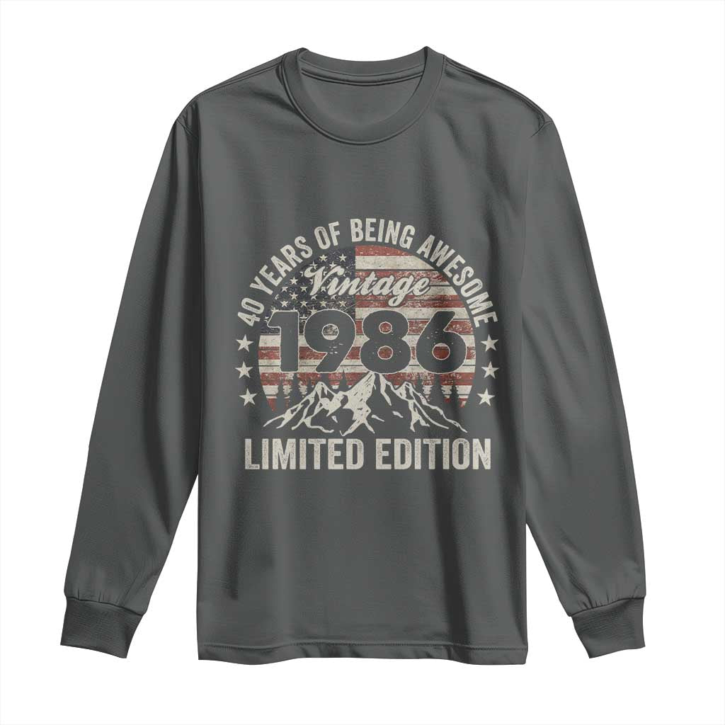 40th Birthday Made In 1986 Limited Edition Long Sleeve Shirt 70 Years Of Being Awesome American Flag