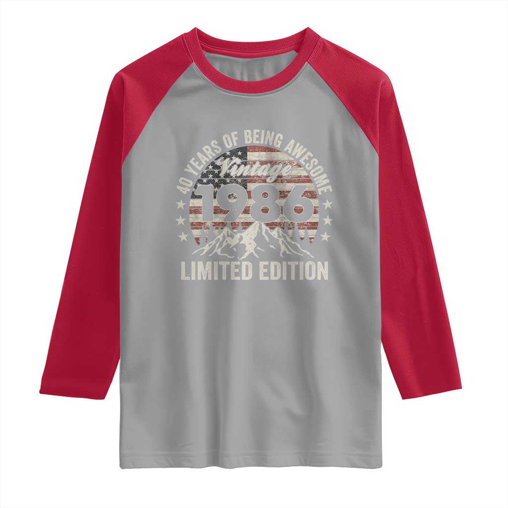 40th Birthday Made In 1986 Limited Edition Raglan Shirt 70 Years Of Being Awesome American Flag