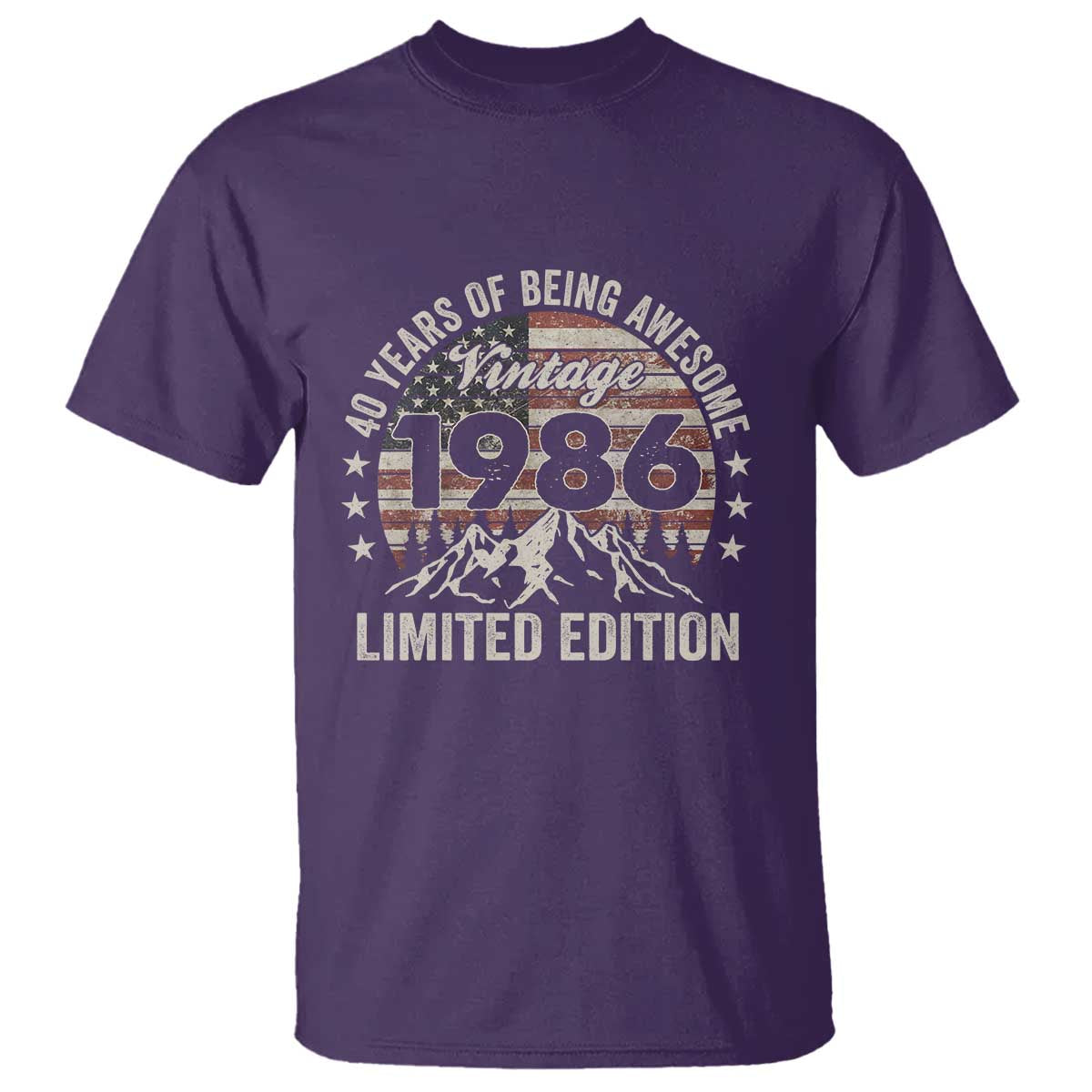 40th Birthday Made In 1986 Limited Edition T Shirt 70 Years Of Being Awesome American Flag