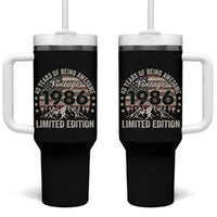 40th Birthday Made In 1986 Limited Edition Tumbler With Handle 70 Years Of Being Awesome American Flag