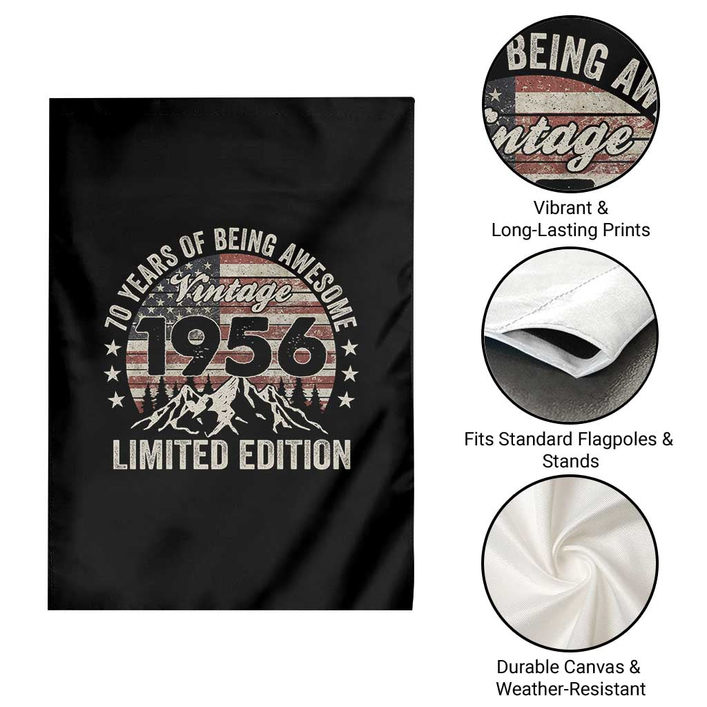 70th Birthday Made In 1956 Limited Edition Garden Flag 70 Years Of Being Awesome American Flag