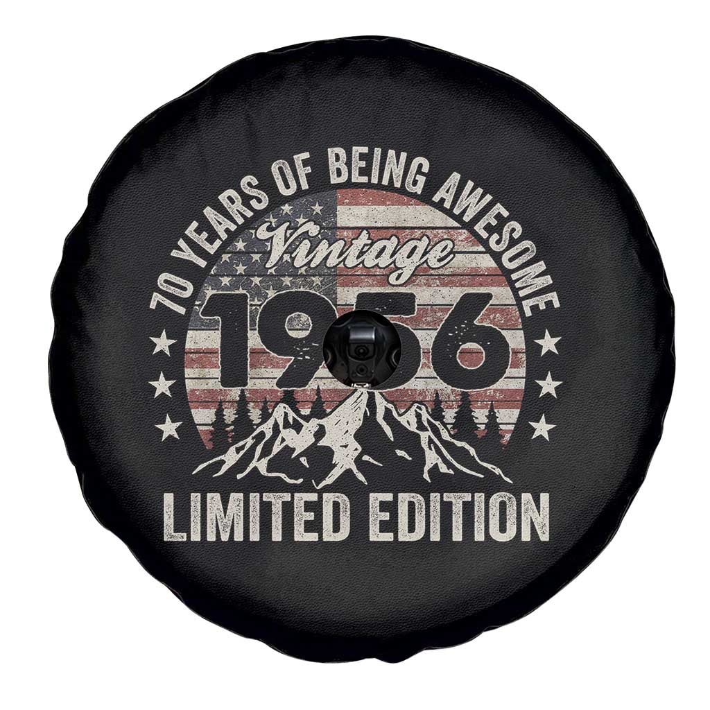 70th Birthday Made In 1956 Limited Edition Spare Tire Cover 70 Years Of Being Awesome American Flag