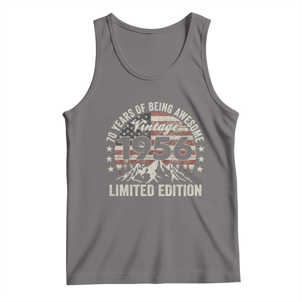 70th Birthday Made In 1956 Limited Edition Tank Top 70 Years Of Being Awesome American Flag